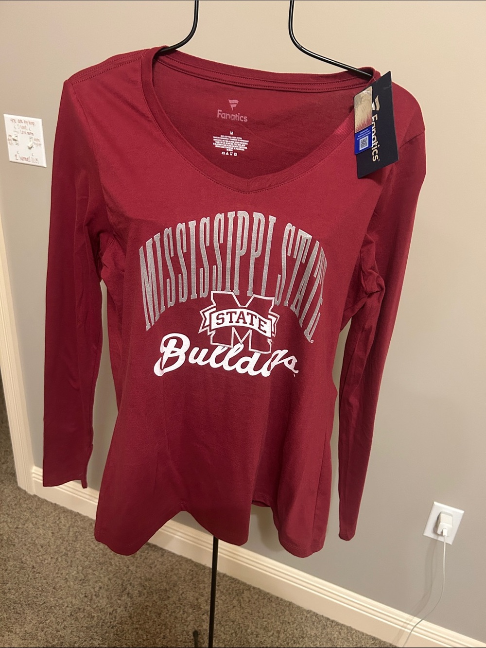 Fanatics Mississippi State Maroon Long Sleeve V-Neck Tee